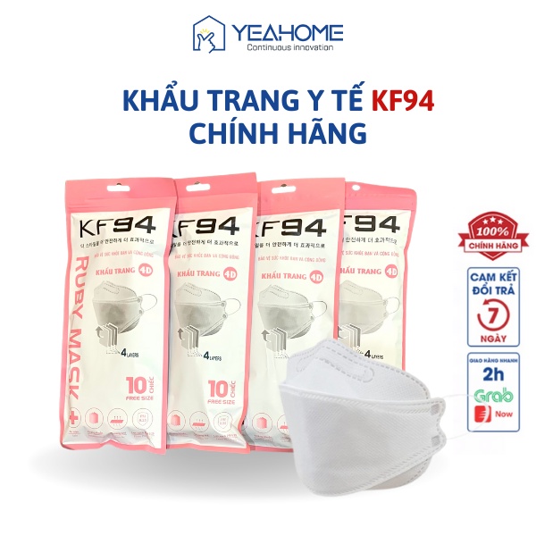 Gói 10 Cái Khẩu Trang KF94 Y Tế 3D 4D Hàn Quốc Chống Bụi Mịn Kháng Khuẩn Hàng Cao Cấp Bee Bee Doctor - Yeahome Care