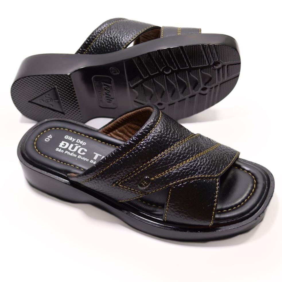 Dép Nam Quai Ngang Trung Niên Da Bò Cao Cấp