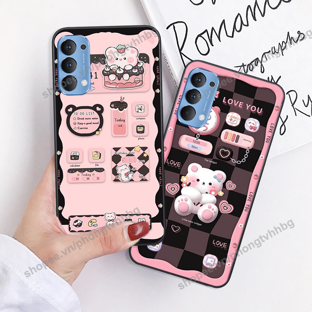 Ốp lưng Oppo Reno4 / Reno4 Pro / Reno 4 gấu,thỏ trắng , đồng hồ dễ thương cute cực đẹp