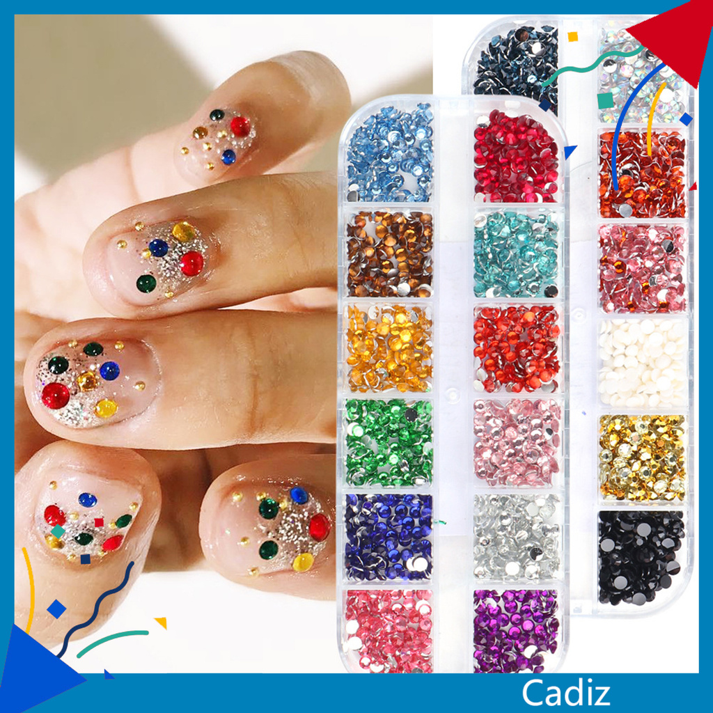 [Hàng mới về] Kim cương giả đầy màu sắc 3D trang trí móng tay thời trang