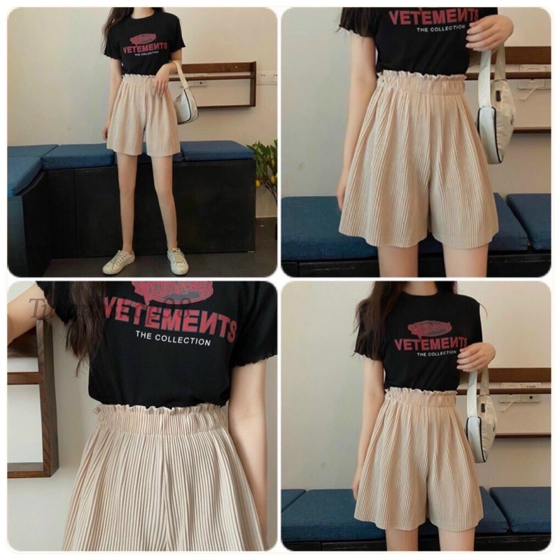 Quần Short Nữ Gân Tăm Ống Rộng - Quần Đùi Dáng Xoè Chữ A Cao Cấp Phong Cách Hàn Quốc Size 38-70kg TUEANHSHOP