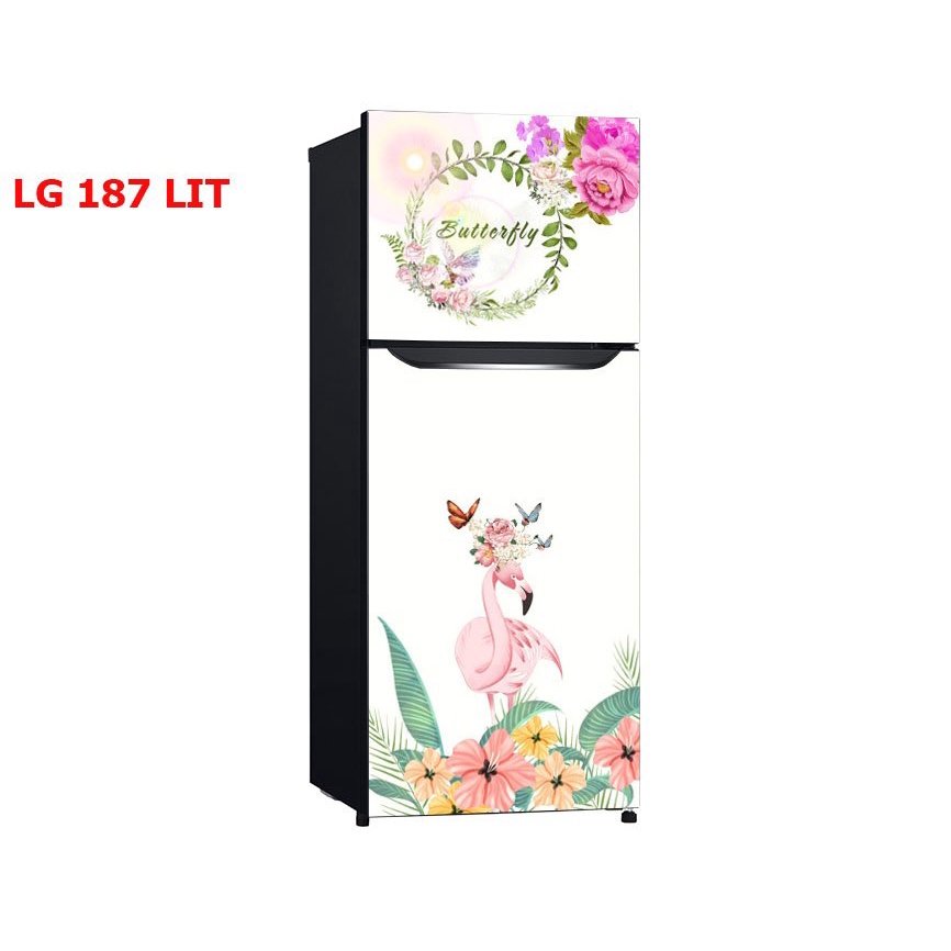 Decal dán trang trí tủ lạnh mẫu Hồng Hạc và Butterfly- Chất lượng cao - chống thấm