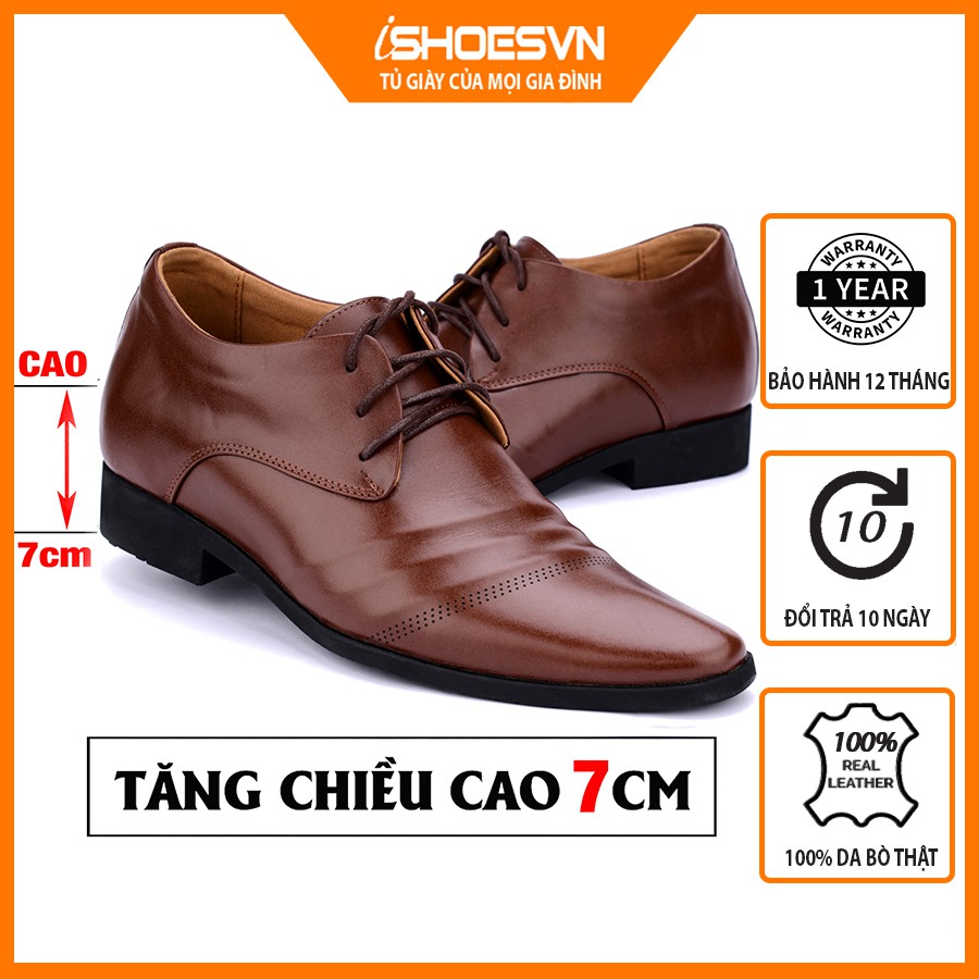 Giày công sở tăng chiều cao 7cm da bò ISHOESVN IS119_Giày nam