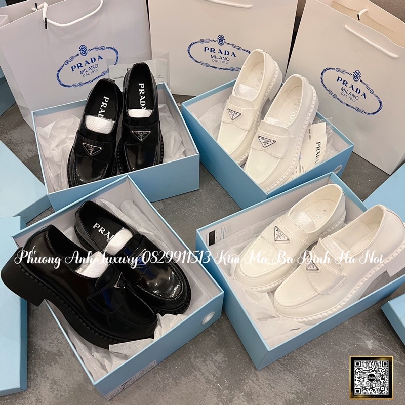 Giầy Moca Prada 2 Màu Trắng Đen Full Size 35-39  -  By Anh Dinh Phuong