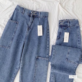 Quần Baggy Nữ Jean Hack Chân KHA-017 | Quần Baggy Jean Cạp Cao | Vải Jean Wash Xịn | Form Rộng
