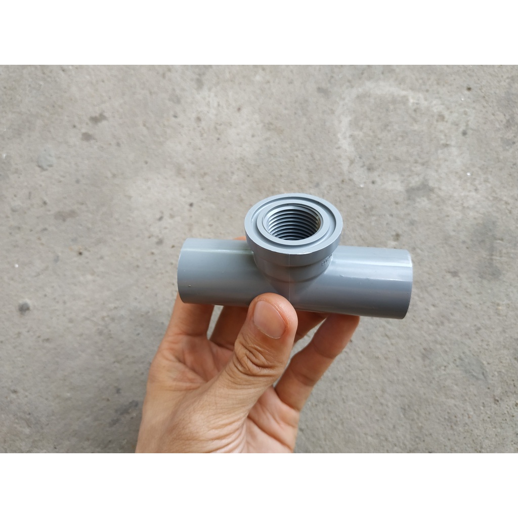 Cút nối T nhựa PVC ren trong 21mm để gắn béc tưới cây gắn ống nhựa PVC - MHL