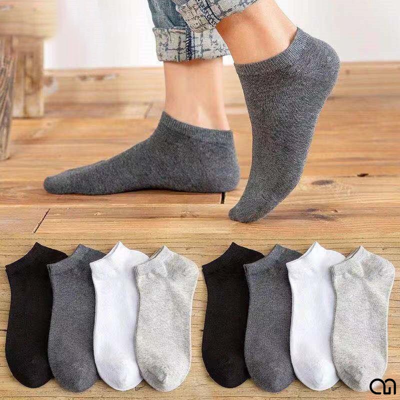 Tất Cổ Ngắn Nam Thời Trang 3 Màu Cổ Điển Trắng Đen Xám Cơ Bản Phong Cách Hàn Quốc