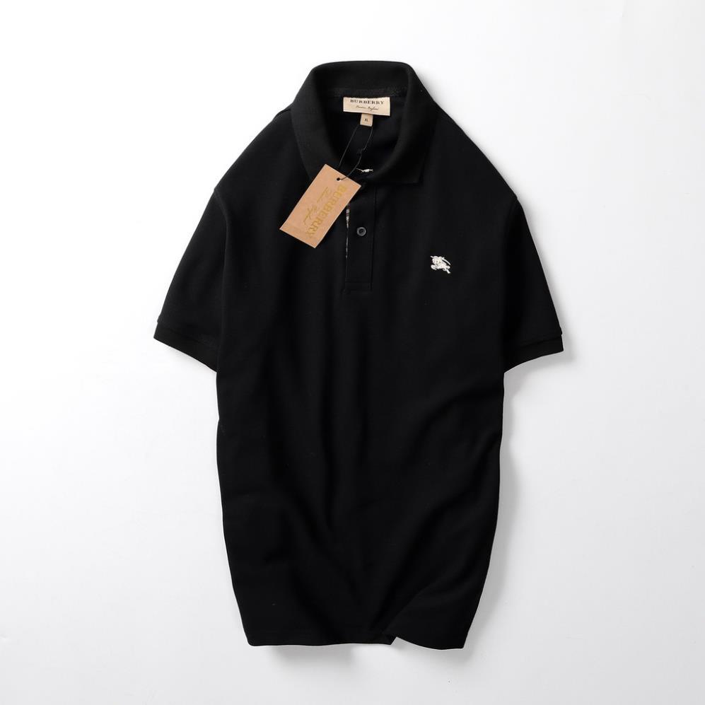 Áo thun nam có cổ xuất khẩu, áo thun polo BURBERRY tay ngắn vải cotton gai co giãn màu đen New !