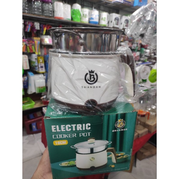 Ca nấu mì 1.8L ELECTRIC đa năng có lồng hấp Inox - Bếp lẩu điện nồi tráng men hấp, chiên, xào, lẩu, cháo, soup