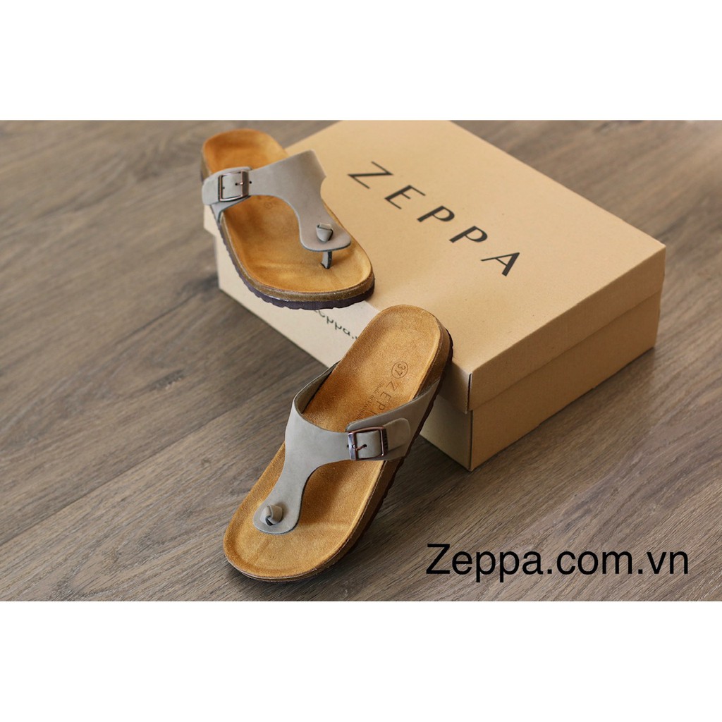 ZEPPA - Gian Hàng Chính Hãng - Da bò thật 100% - Dép đế trấu da bò nam &amp; nữ - Màu xám (Size: 35-46) CL