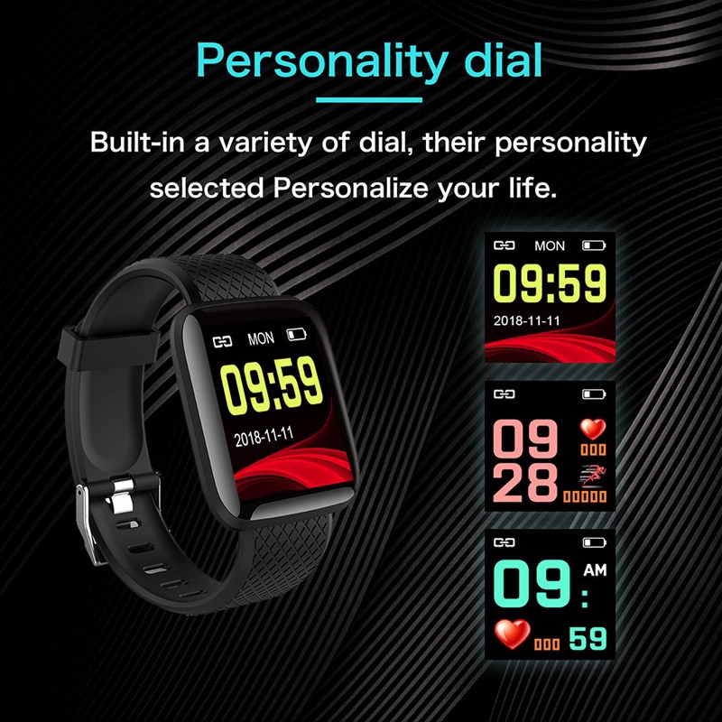 Smart Watch 116 Plus Waterproof Smart Bracelet Fitness Tracker Blood Pressure Fitness Band Sports Smart Wristband Heart Rate Smartwatch Smart Band Đồng Hồ Thông Minh Đa Chức Năng Theo Dõi Sức Khoẻ Kiểu Dáng Thể Thao