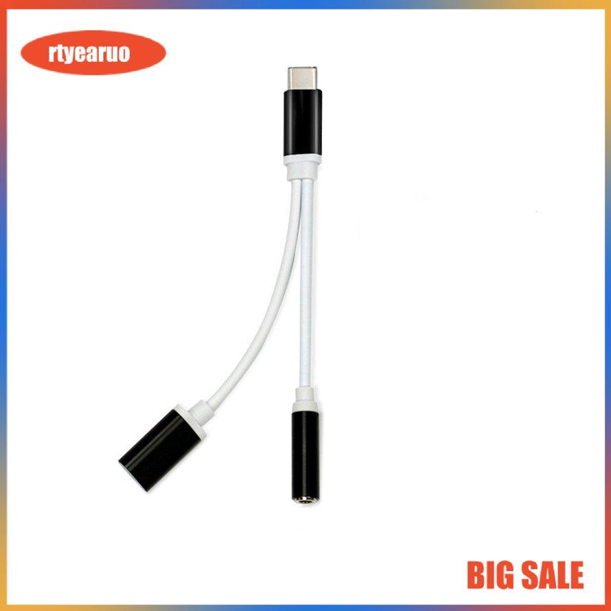 【199k0207】2 in 1 Audio Adapter USB Type C Male to Female 3.5mm Headphone Jack Charging