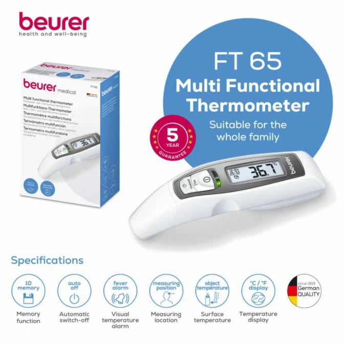 Nhiệt kế hồng ngoại BEURER FT65 |  Đo nhanh , chính xác trong 1 giây - Tích hợp 6 tính năng trong 1 - Bảo hành 24 Tháng