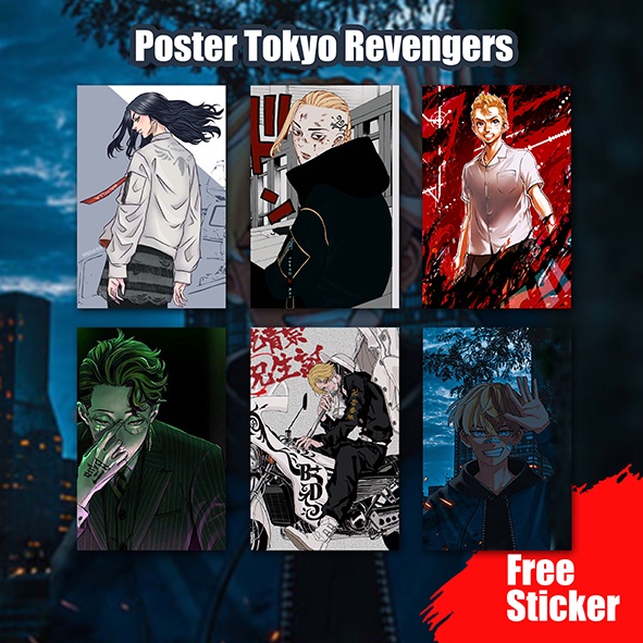 Set Poster Tokyo Revengers Anime Mikey Draken Takemichi Baji Kazutora - Poster Dán - TẶNG STICKER