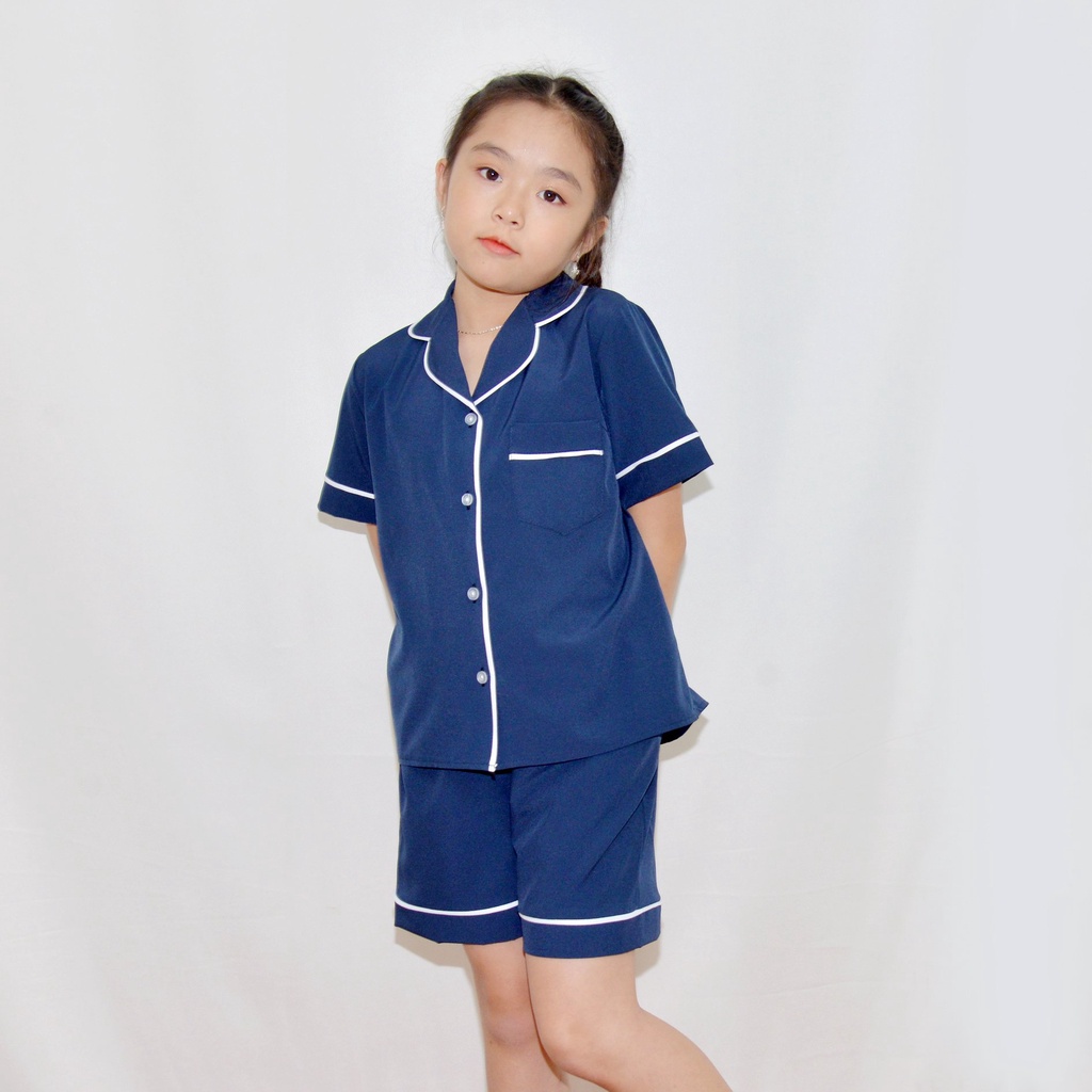 Bộ đồ ngủ pijama bé gáÍ MÀU XANH ĐEN  - Vải lụa mềm mại, màu sắc tươi mới, mang lại cho bé cảm giác cực kỳ dễ chịu