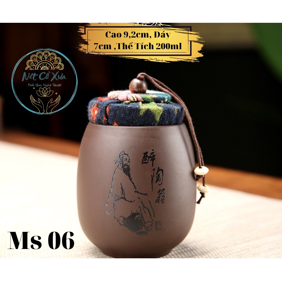 Hũ Đựng Trà Gốm - Cao Cấp - Bền Đẹp -Mini 200ml -Hàng Xuất Khẩu