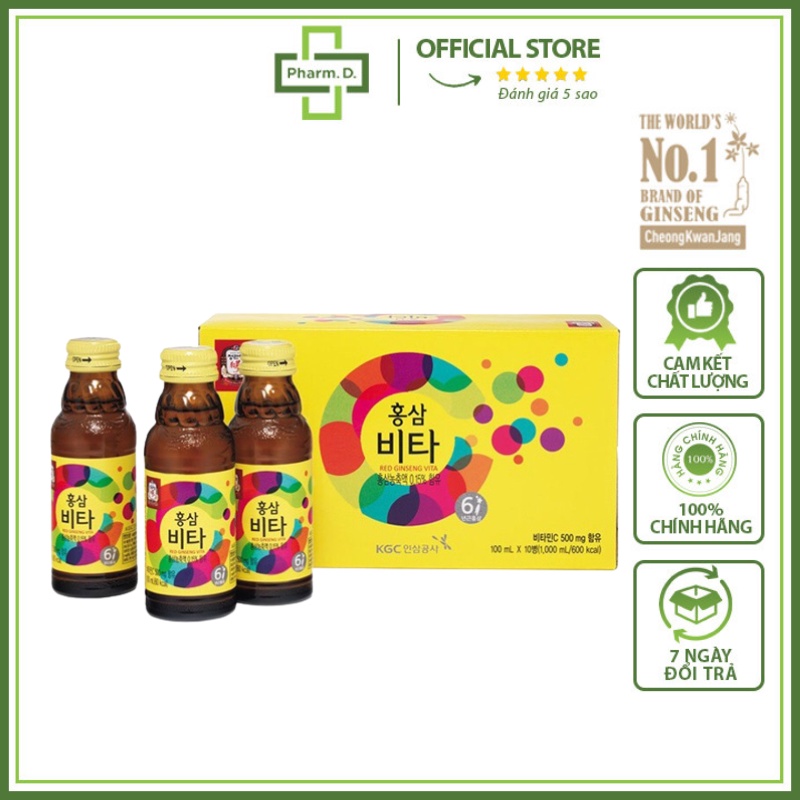 Nước Uống Tăng Lực Hồng Sâm Vita KGC Cheong Kwan Jang 100mlx10 chai - Nước Uống Hồng Sâm Hàn Quốc