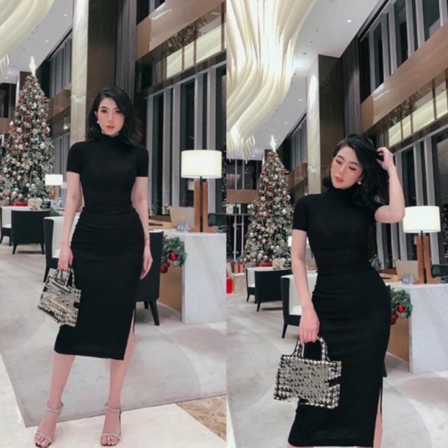 Đầm Body Cổ Lọ Có Khoá Kéo Sau Lưng-D93-