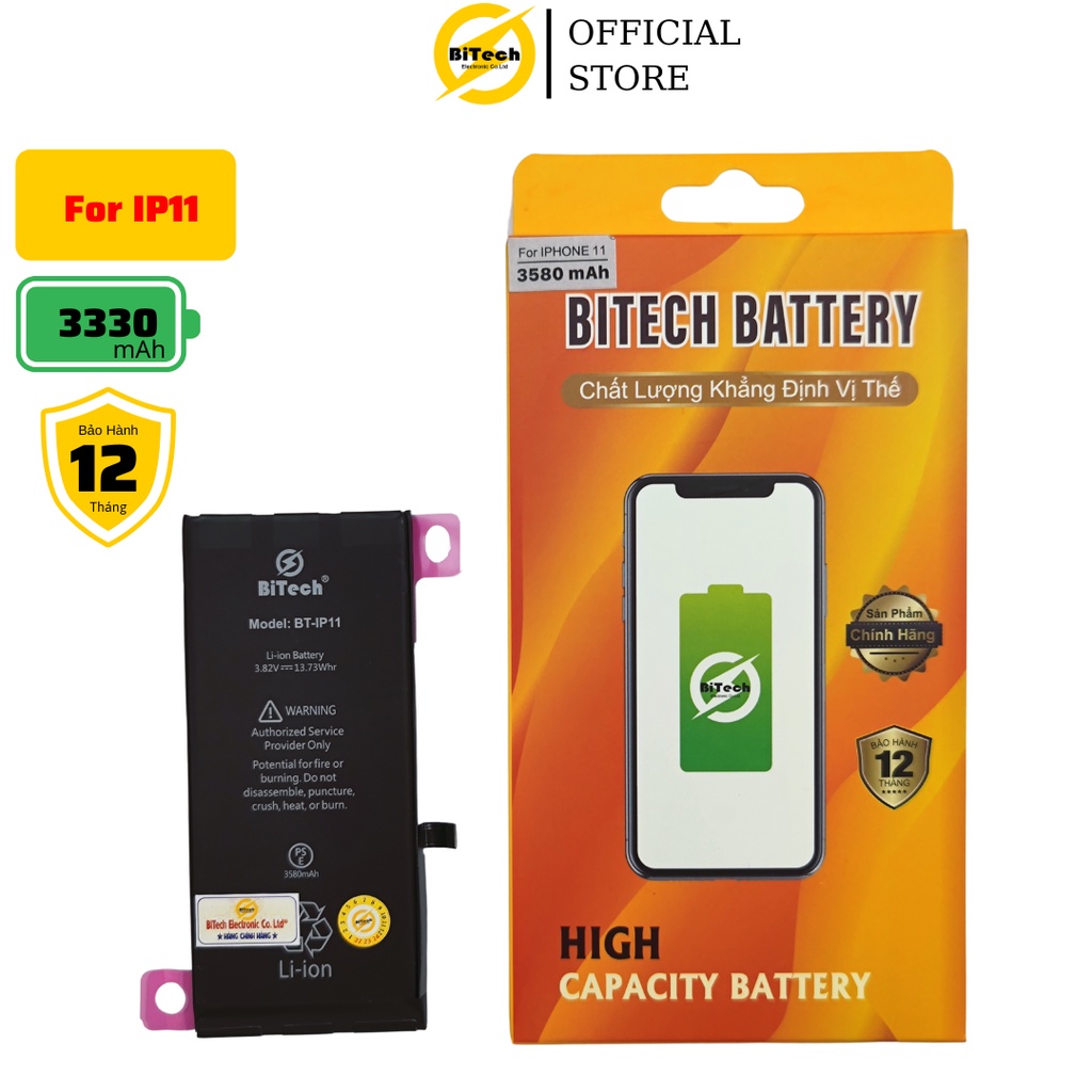 Pin Điện Thoại Dung Lượng Cao BITECH ( Tặng kèm bộ vít + seal dán pin )