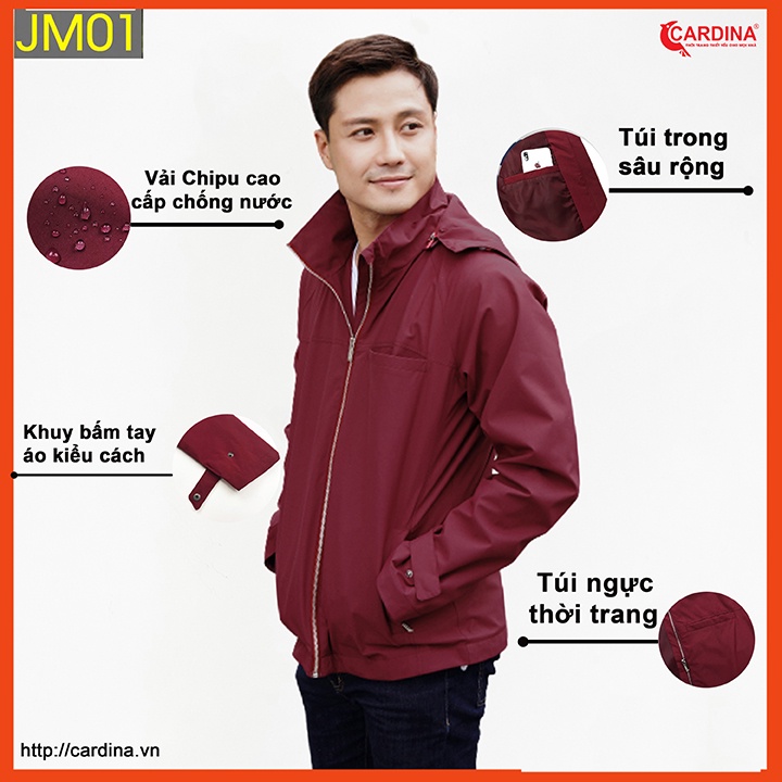 Áo JACKET nam CARDINA chất gió chipu cao cấp 2 lớp chống nước kiểu dáng trẻ trung JM.