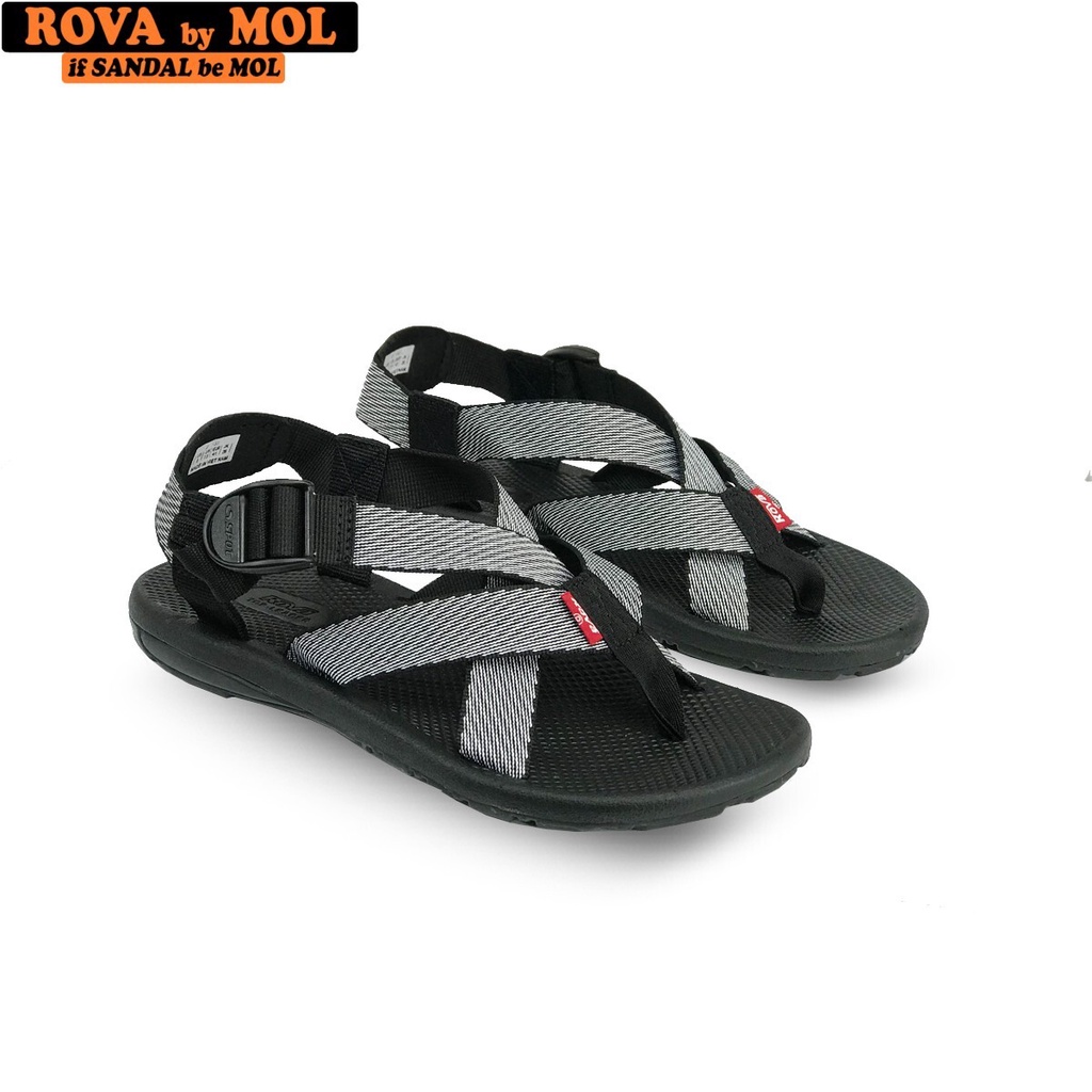 Giày sandal nam quai chéo vải dù có quai hậu cố định mang đi học đi biển du lịch hiệu Rova RV133Br