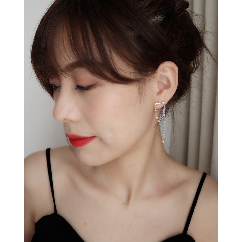 Bông tai đính đá dáng dài sang chảnh mạ bạc S925 cho nữ YOS