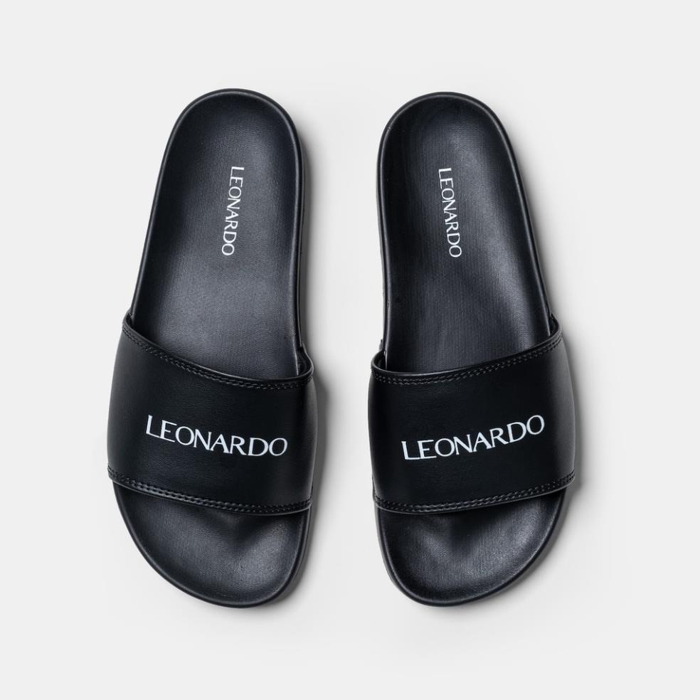 Dép nam nữ quai ngang đế cao su Leo Black Slides thương hiệu Leonardo QLY