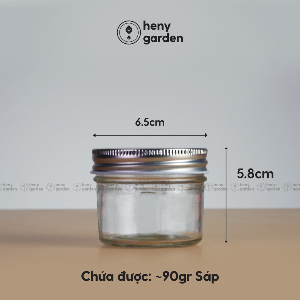 Cốc Đựng Nến Lùn Nắp Bạc Heny Garden HN12 – Tự Làm Nến Thơm Handmade, Đựng Trà &amp; Bột – Tặng Tinh Dầu Mẫu Thử