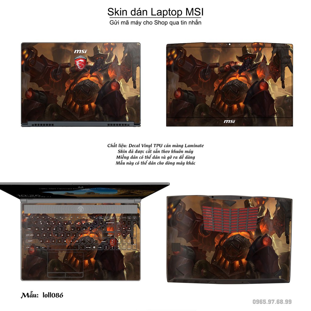 Skin dán Laptop MSI in hình Liên Minh Huyền Thoại nhiều mẫu 12 (inbox mã máy cho Shop)