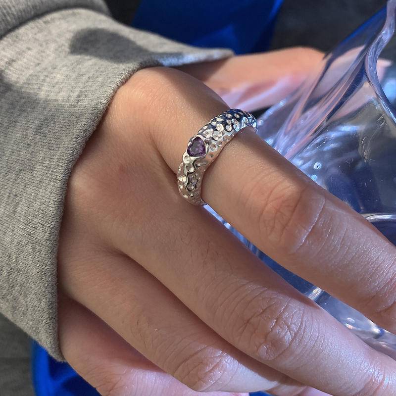 Nhẫn bạc hình trái tim đính đá zircon thời trang