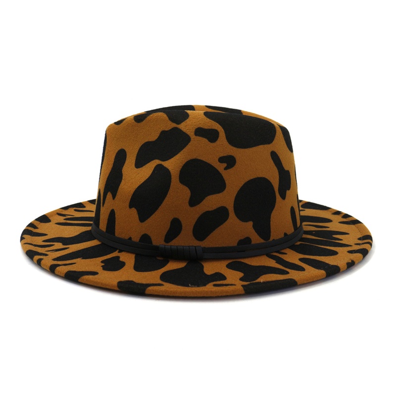 Mũ Cao Bồi Cao Bồi In Họa Tiết Bò Sữa Bằng Vải Nỉ Phối Dây Da Phong Cách Cao Bồi Phương Tây Cho Lễ Hội