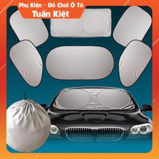 ⚡FLASH SALE⚡ Bộ Chắn Nắng Ô Tô 6 Miếng Tráng Bạc Cao Cấp Che Kính Chắn Nắng, Ngăn Tia UV, Tia Cực Tím