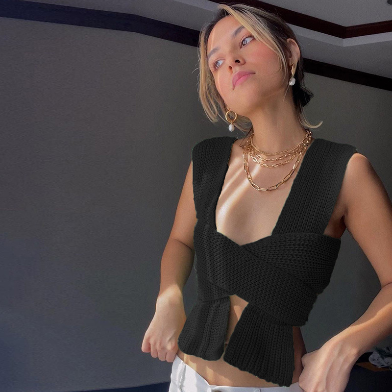 DUNEA Áo Len Không Tay Thiết Kế Gợi Cảm Thời Trang Cho Nữ