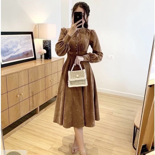 Đầm [váy] nữ hàng thiết kế dự tiệc, tiệc cưới, đi chơi thiết kế dáng dài sang trọng chất dạ nhung cao cấp | BigBuy360 - bigbuy360.vn