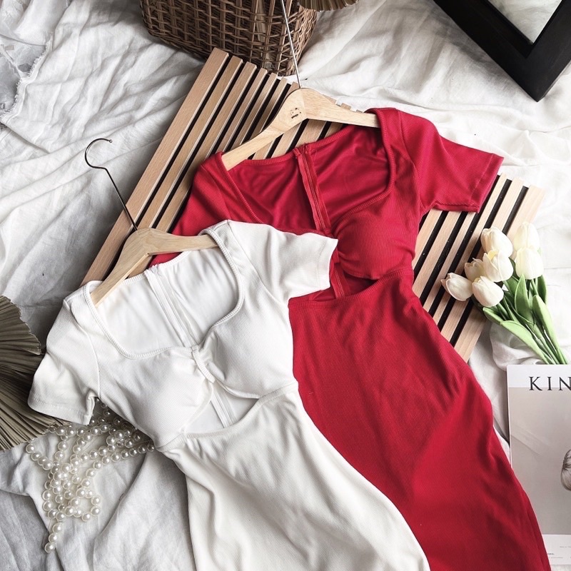 ĐẦM MIDI BODY KHOÉT BỤNG XẺ ĐÙI 2 LỚP CÓ MÚT NGỰC ❤️