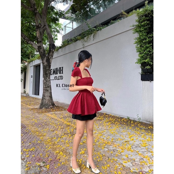 Set áo pelum đỏ cánh tiên +  chân váy