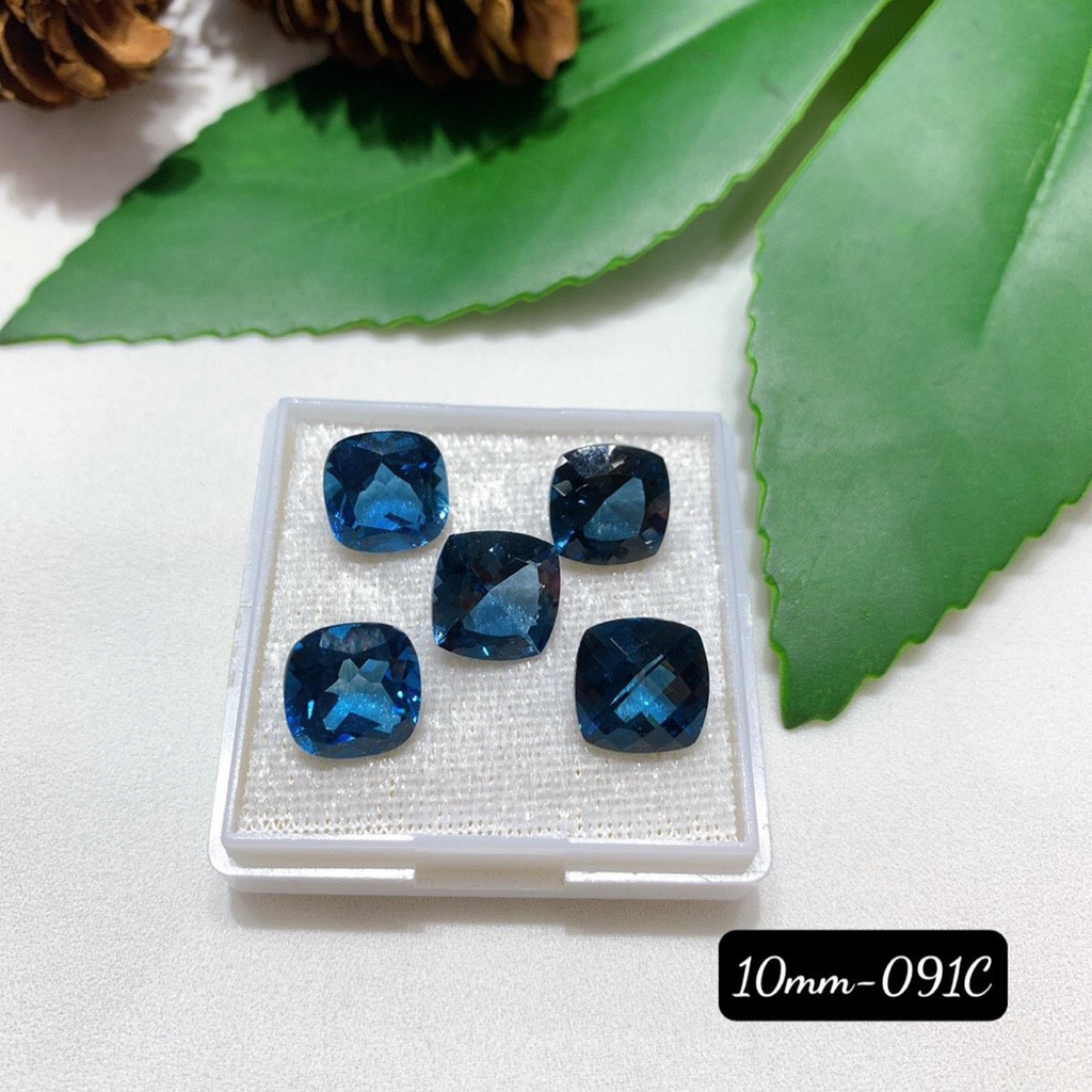 Mặt Đá Topaz London Xanh Đủ Size Kiểu Vuông