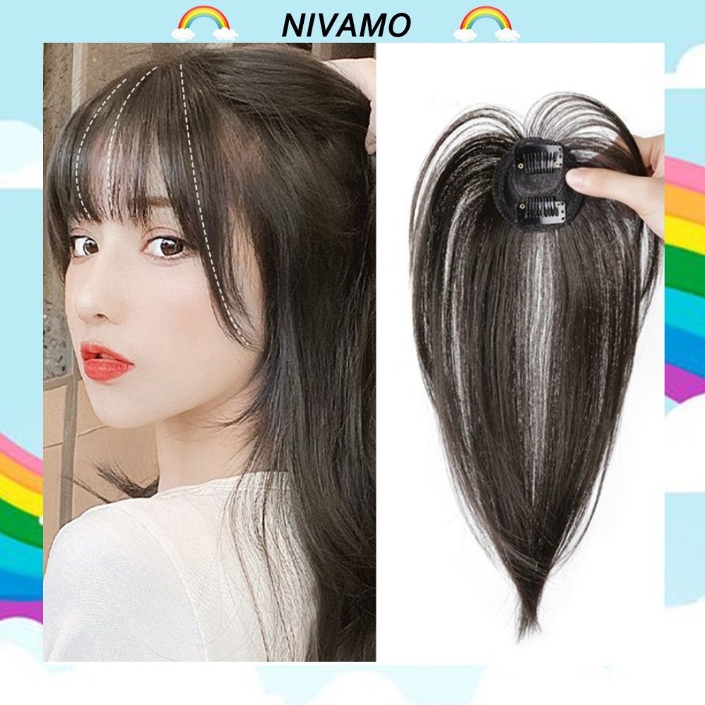 Mái giả Nivamo tóc nữ 3D 2 kẹp tự nhiên tóc mái giả nữ phong cách Hàn Quốc cao cấp TG23