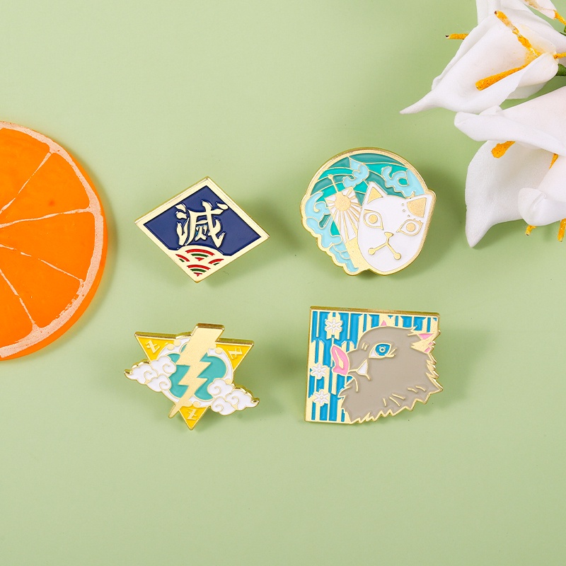 Ghim cài áo QIHE JEWELRY xu hướng &quot;Demon Slayer&quot; Tanjiro Called Bean My Wife Zenitsu Manga Nhật Bản