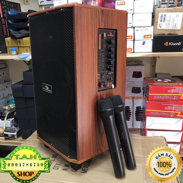 Loa Vali Kéo Di Động Karaoke Bluetooth Kiomic K88 Âm Thanh Siêu Đỉnh (Tặng 2 micro không dây hát cực
