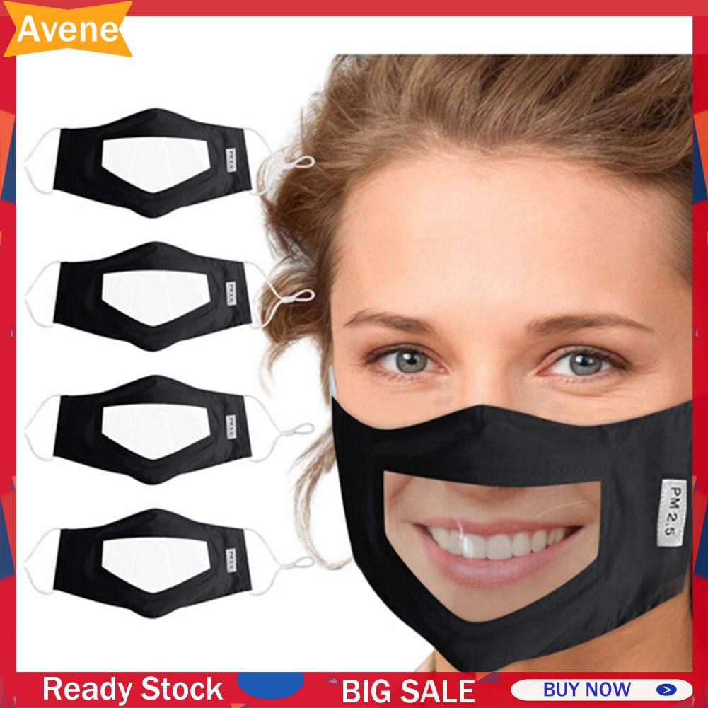 (hàng Mới Về) Set 4 Khẩu Trang Trong Suốt Chống Sương Mù Tiện Dụng
