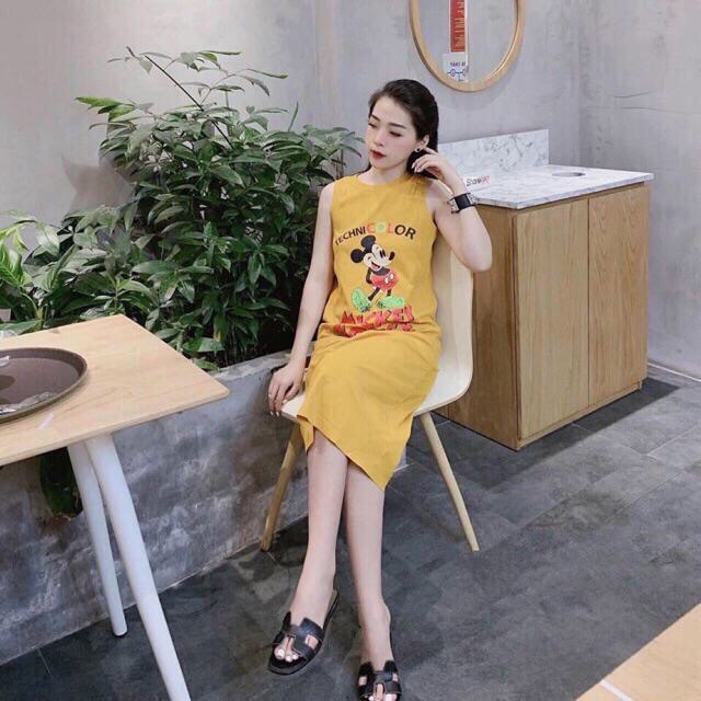 Đầm suông cotton micky SÁT NÁCH dáng dài 1m1