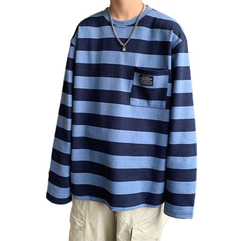 Áo Thun Tay Dài Họa Tiết Kẻ Sọc Phong Cách Hàn Quốc Thời Trang Cho Nữ Size M-2XL