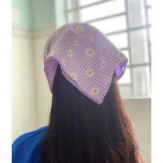 Khăn BANDANA caro in hoa cúc