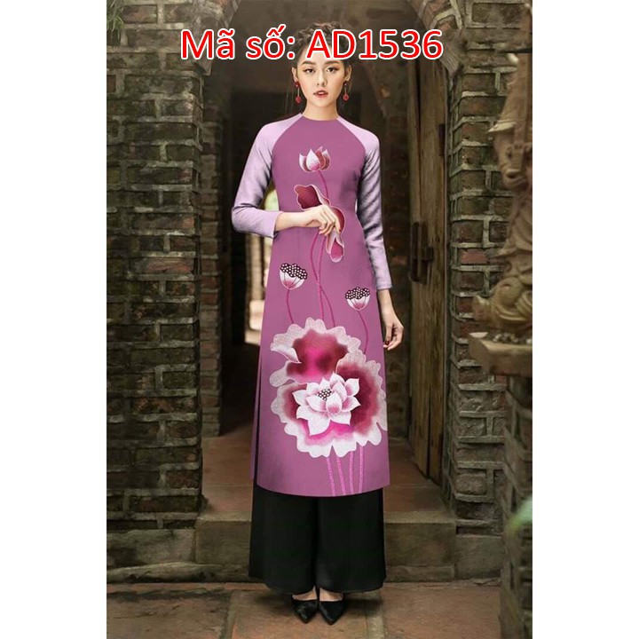 ⚡️ có big size 5XL ⚡️  AD1536 ÁO DÀI CÁCH TÂN ĐI CHÙA HỌA TIẾT HOA SEN KÈM QUẦN
