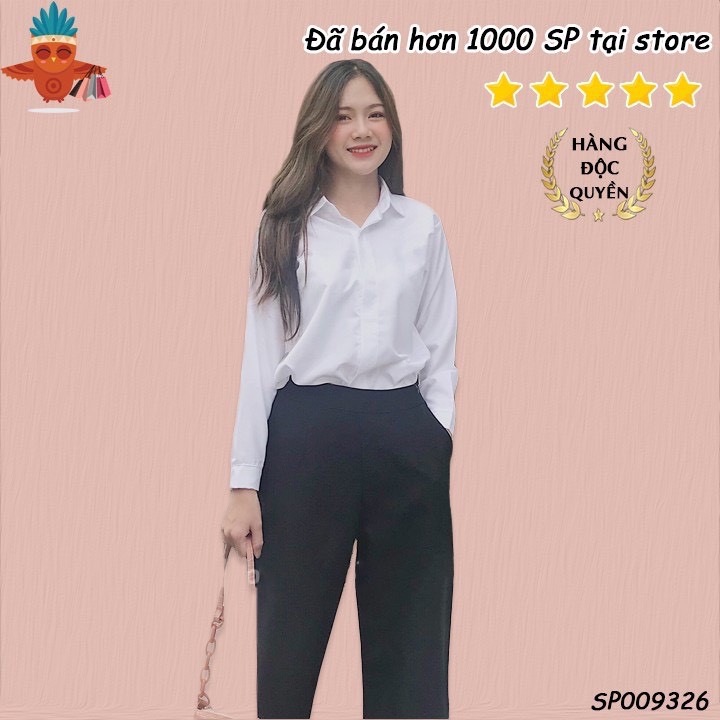 Áo sơ mi trắng nữ thiết kế công sở cổ đức basic chất liệu lụa hàn nhẹ không nhăn nhàu dài tay.
