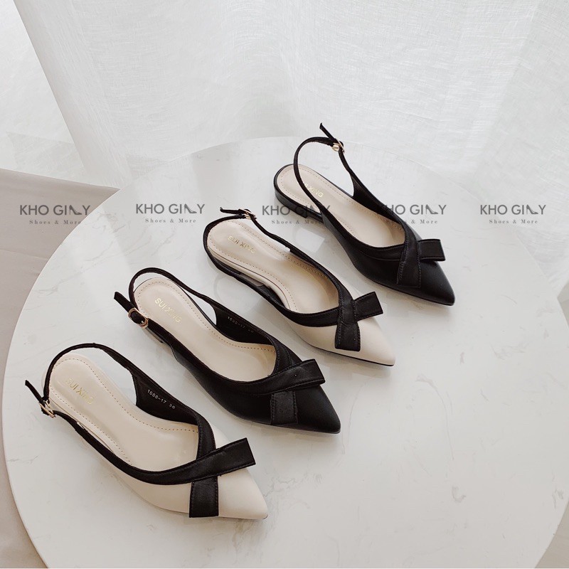 Giày bupbe Slingback nơ vắt xinh xinh