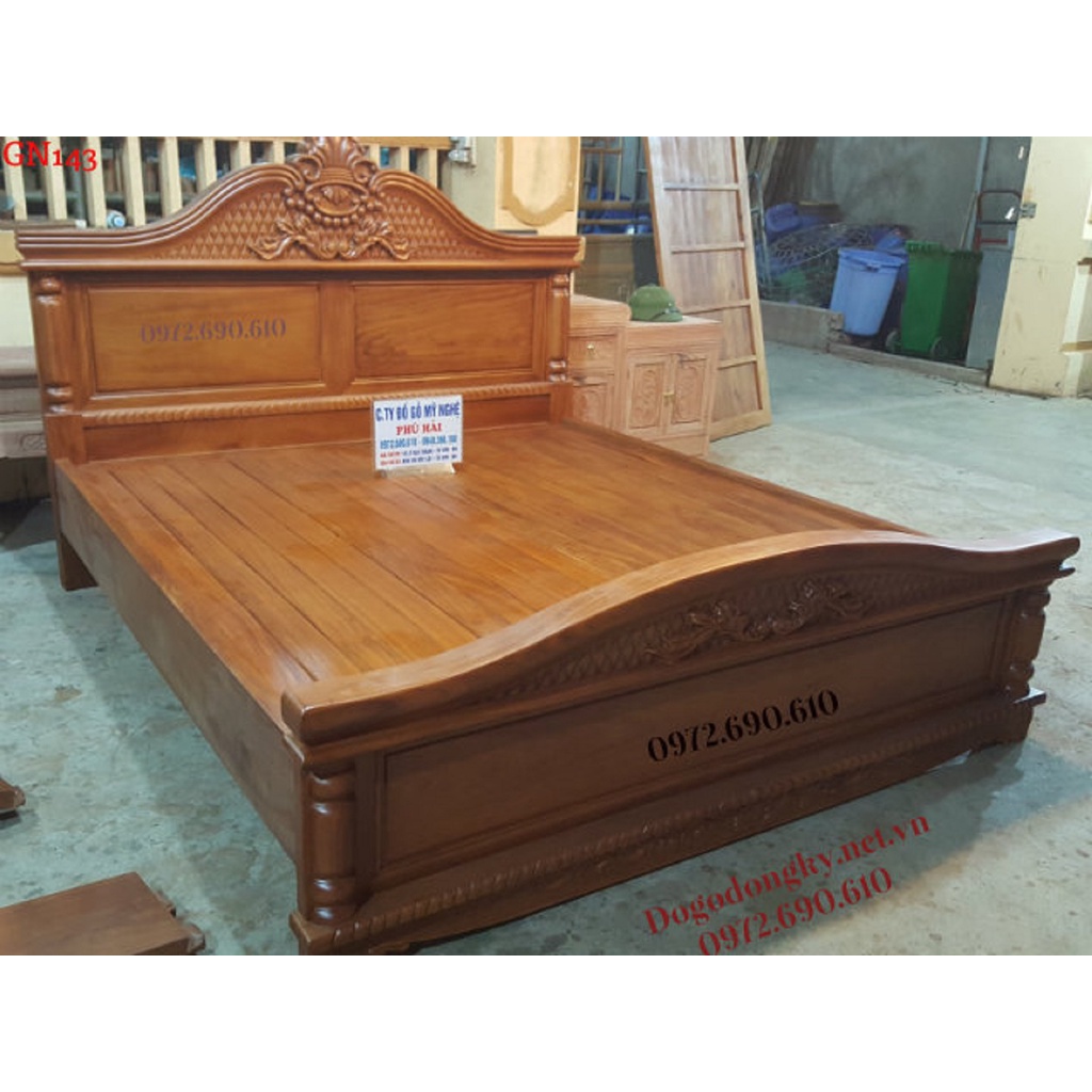 Mẫu giường ngủ gỗ đẹp nhất cho phòng ngủ sang trọng GN143