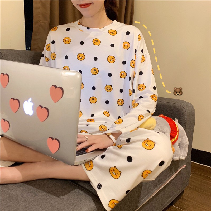 Set ulzzang đồ ngủ vải thun cute DN005 (có ảnh thật) | BigBuy360 - bigbuy360.vn