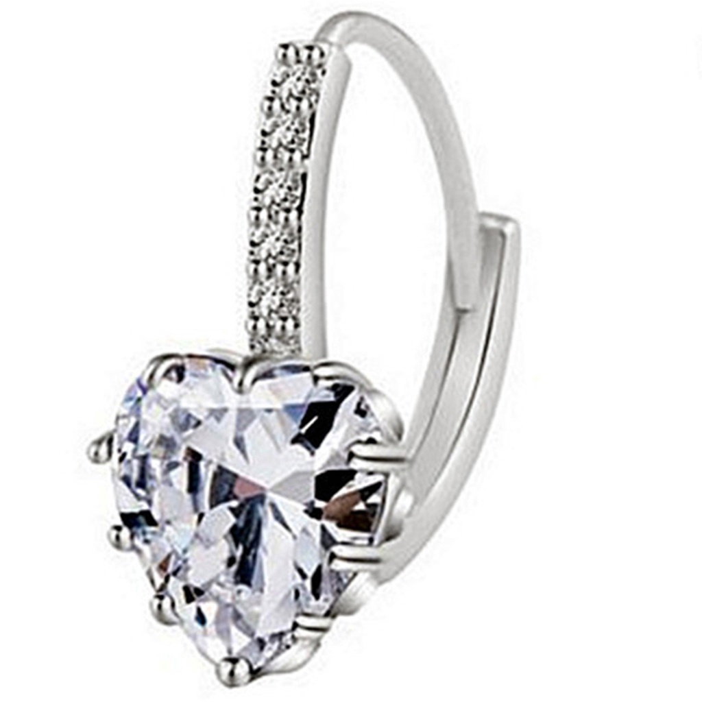 Cặp khuyên tai mạ vàng trắng 18k đính đá hình tim vĩnh cửu sang trọng quý phái dành cho nữ